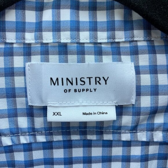 Ministry of Supply Shirt Mens XXL Blue Button Up Long Sleeve Performance Wicking - Picture 15 of 16